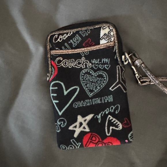 Coach Black Wristlet with Colorful Graphics - Picture 1 of 2